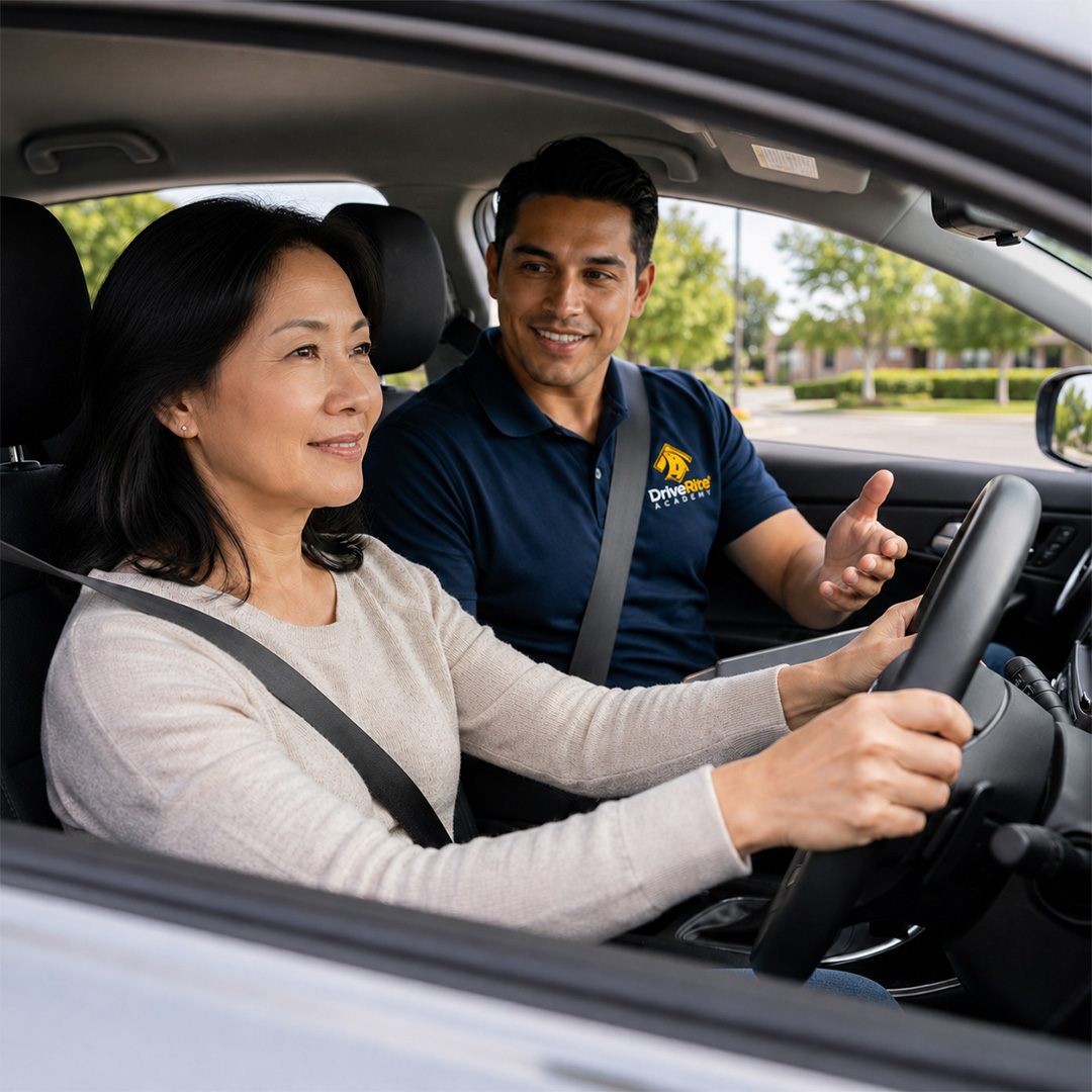 Confident driver on the road