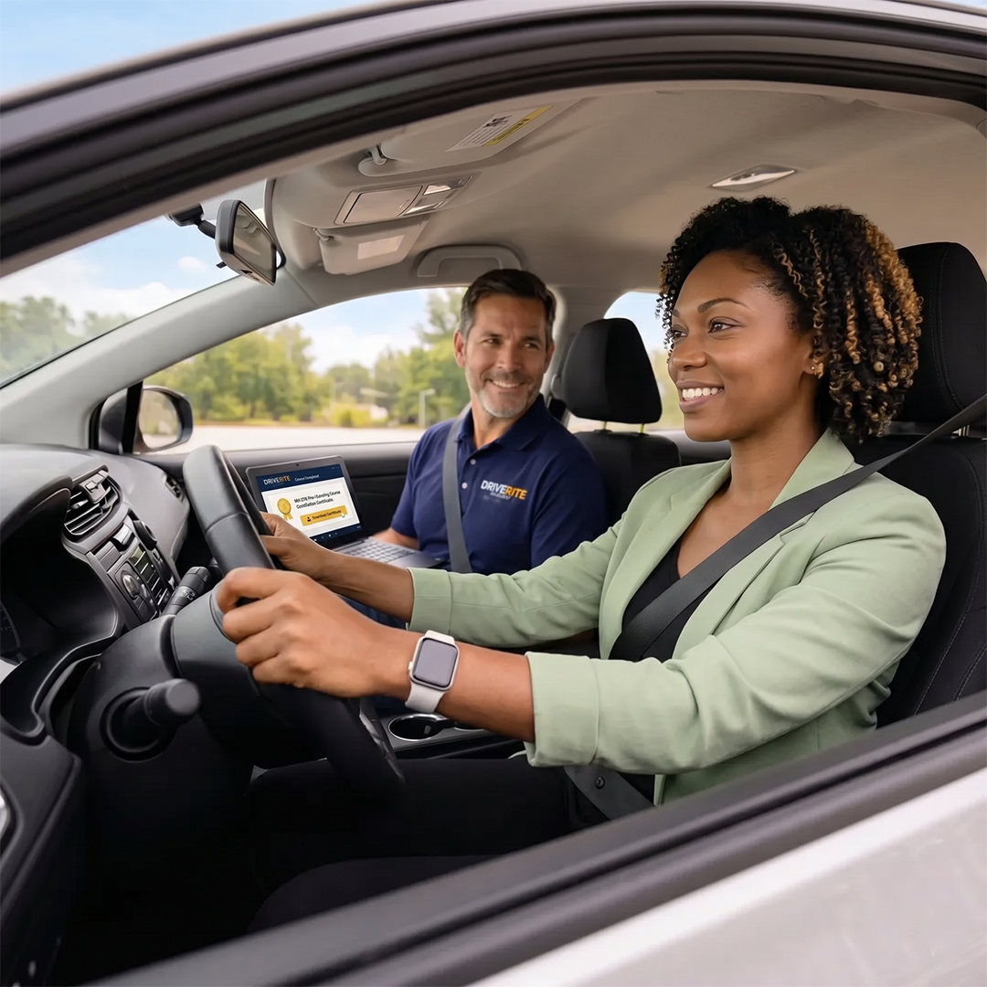 Confident driver on the road